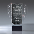 Large Champagne Accent Lucite Shield Award w/ Black Marble Base